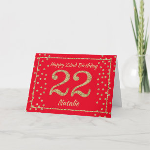 Carte d'anniversaire 22 ans avec confettis paillet