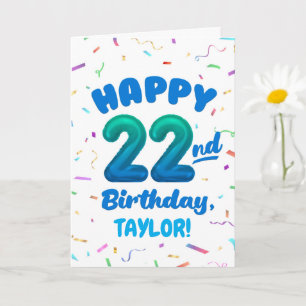 Carte d'anniversaire 22 ans avec nom personnalisé