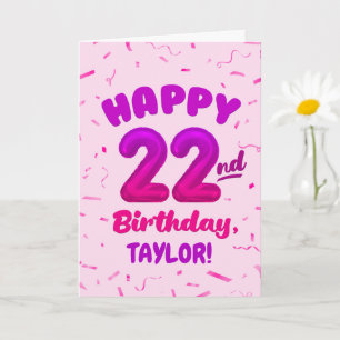 Carte d'anniversaire 22 ans avec nom personnalisé