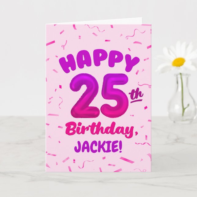 Carte d'anniversaire 25 ans avec nom personnalisé (Petite plante)