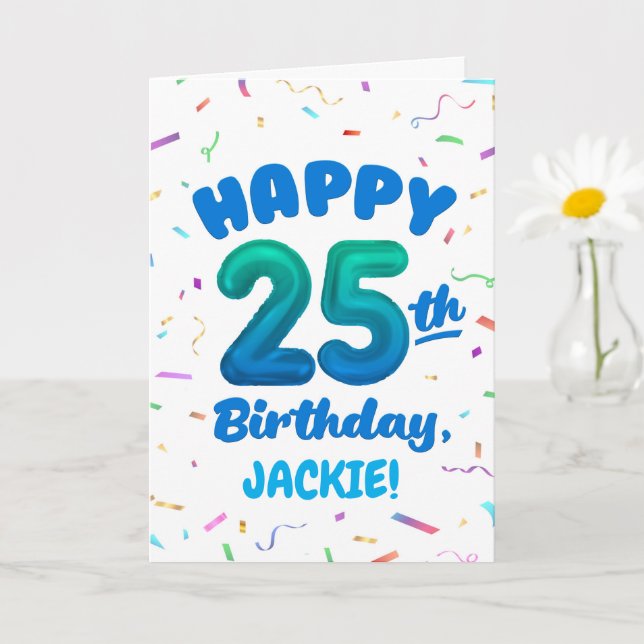 Carte d'anniversaire 25 ans avec nom personnalisé (Petite plante)