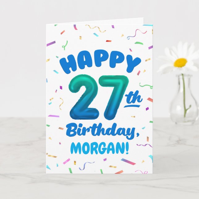 Carte d'anniversaire 27 ans avec nom personnalisé (Petite plante)