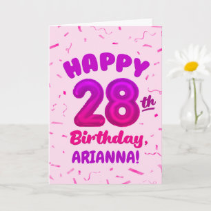 Carte d'anniversaire 28 ans avec nom personnalisé