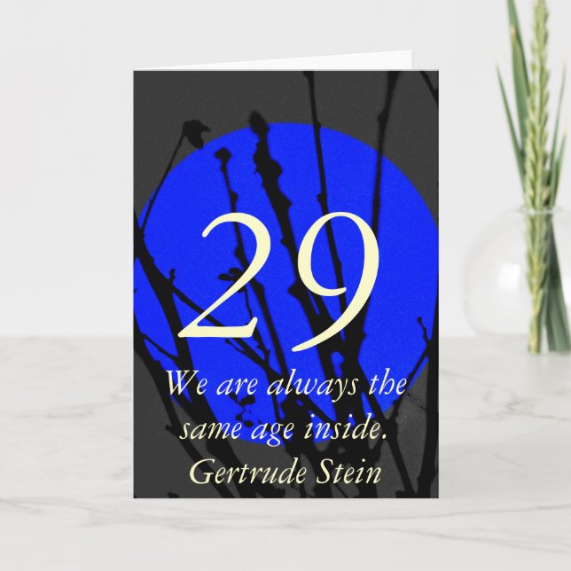 Carte d'anniversaire 29 Bleu et Noir (Devant)