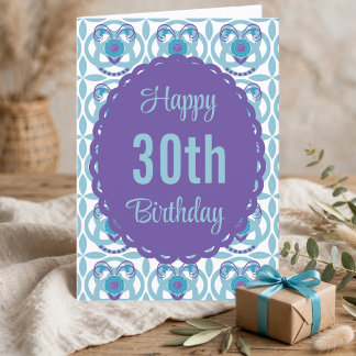 Carte d'anniversaire 30 ans à motifs festonnés sar