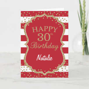 Carte d'anniversaire 30 ans avec confettis paillet