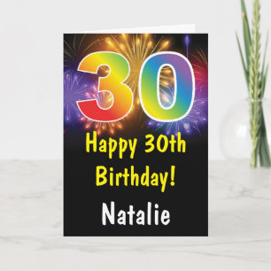 Carte d'anniversaire 30 ans avec feux d'artifice a