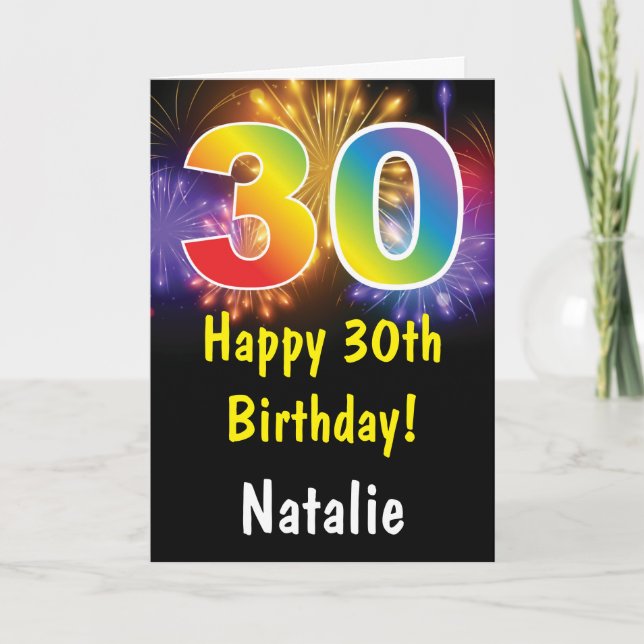 Carte d'anniversaire 30 ans avec feux d'artifice a (Devant)