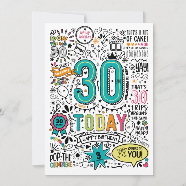Carte d'anniversaire 30 ans | Carte d'anniversaire (Devant)