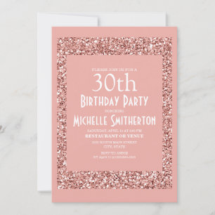 Carte d'anniversaire 30 ans femme Paillettes roses