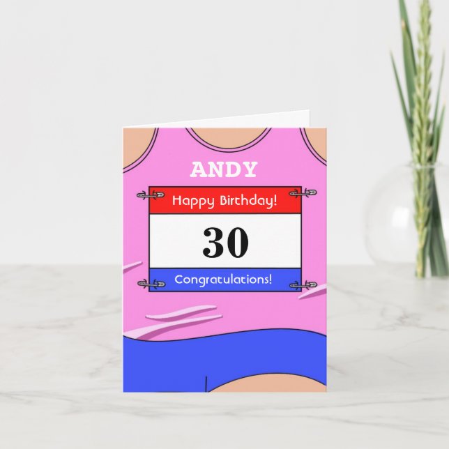 Carte d'anniversaire 30 ans pour un coureur (Devant)
