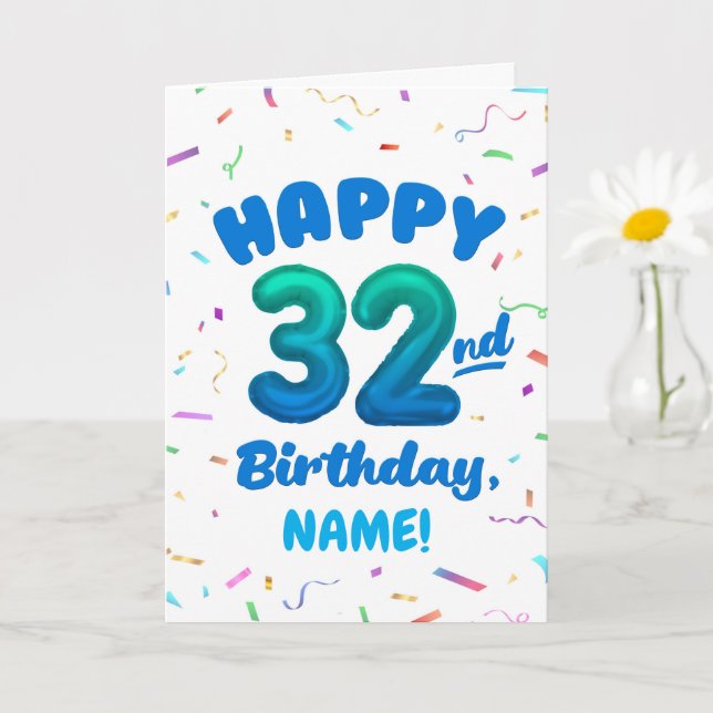 Carte d'anniversaire 32 ans avec nom personnalisé (Petite plante)