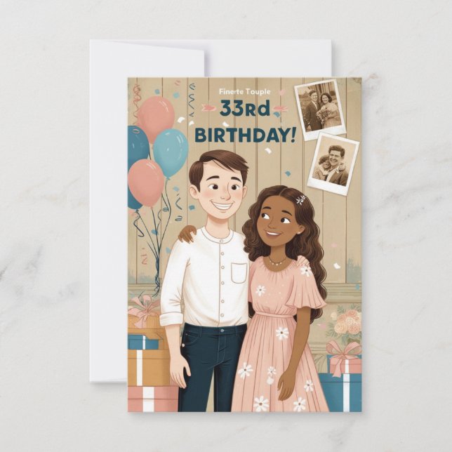 carte d'anniversaire 33 ans (Devant)