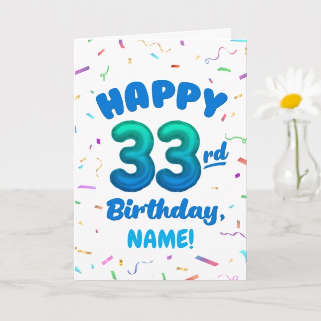 Carte d'anniversaire 33 ans avec nom personnalisé (Petite plante)