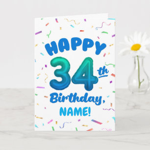 Carte d'anniversaire 34 ans avec nom personnalisé