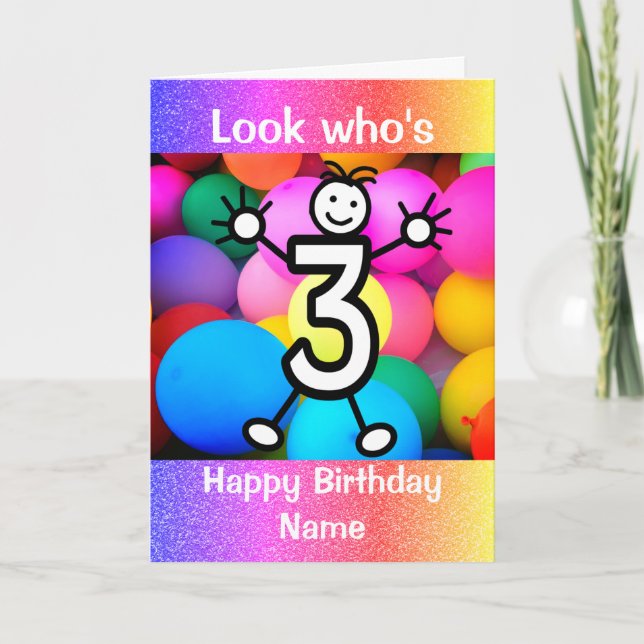 Carte d'anniversaire 3 ans Joyeux Anniversaire (Devant)
