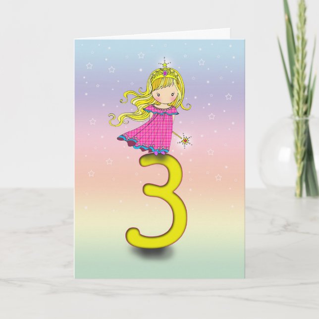 Carte d'anniversaire 3 ans Petite Princesse (Devant)