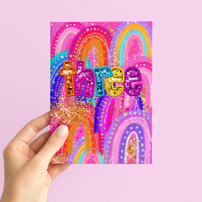 Carte d'anniversaire 3 ans pour filles (Créateur téléchargé)