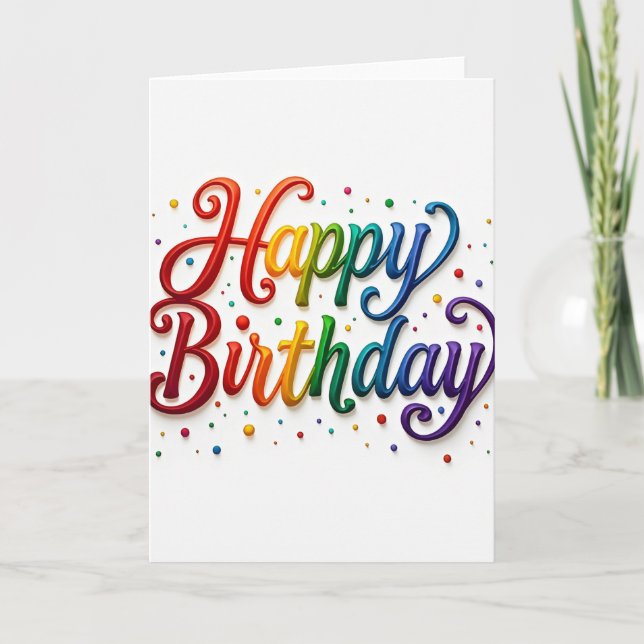 Carte d'anniversaire 3D Arc-en-ciel Joyeuse (Devant)