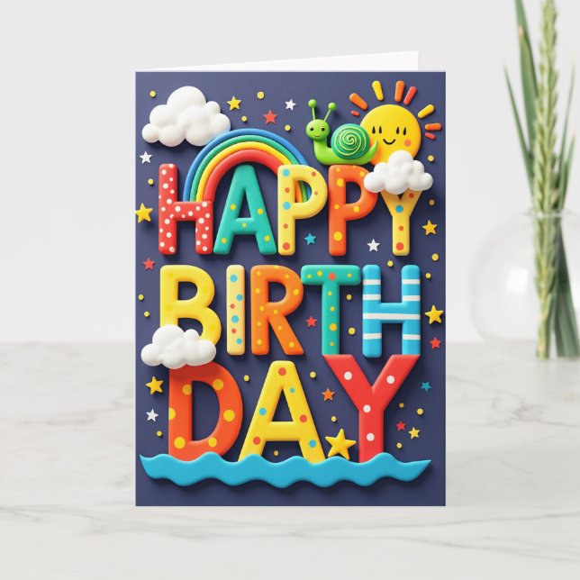 Carte d'anniversaire 3D joyeuse (Devant)
