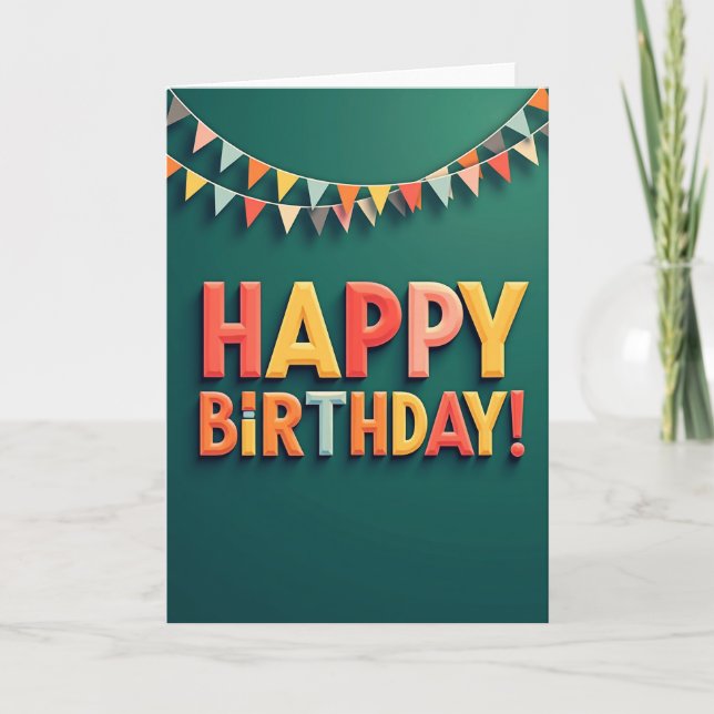 Carte d'anniversaire 3D sarcelle joyeuse (Devant)