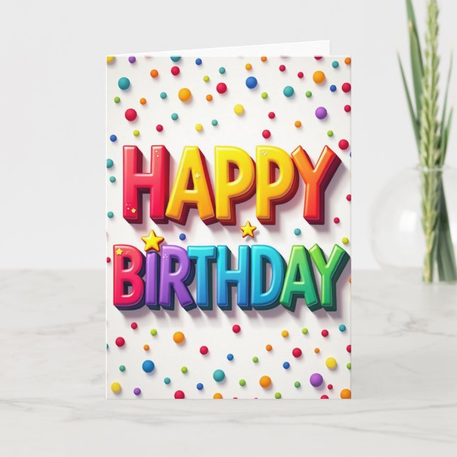 Carte d'anniversaire 3D vibrante (Devant)