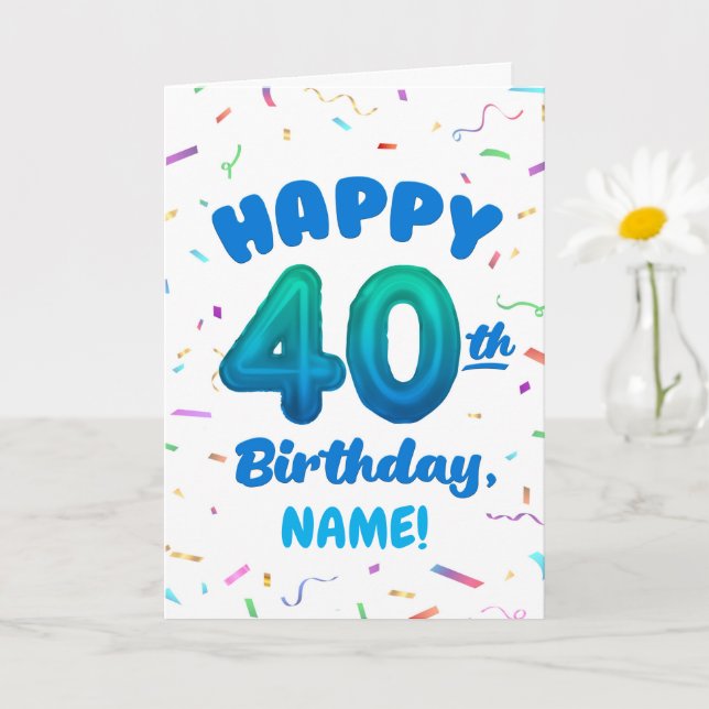 Carte d'anniversaire 40 ans avec nom personnalisé (Petite plante)