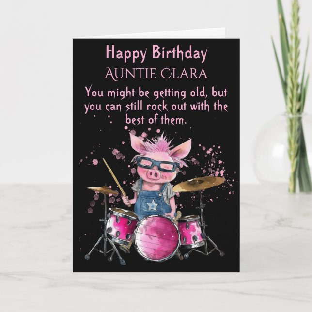 Carte d'anniversaire 40 ans 'Cochon mignon jouant  (Devant)