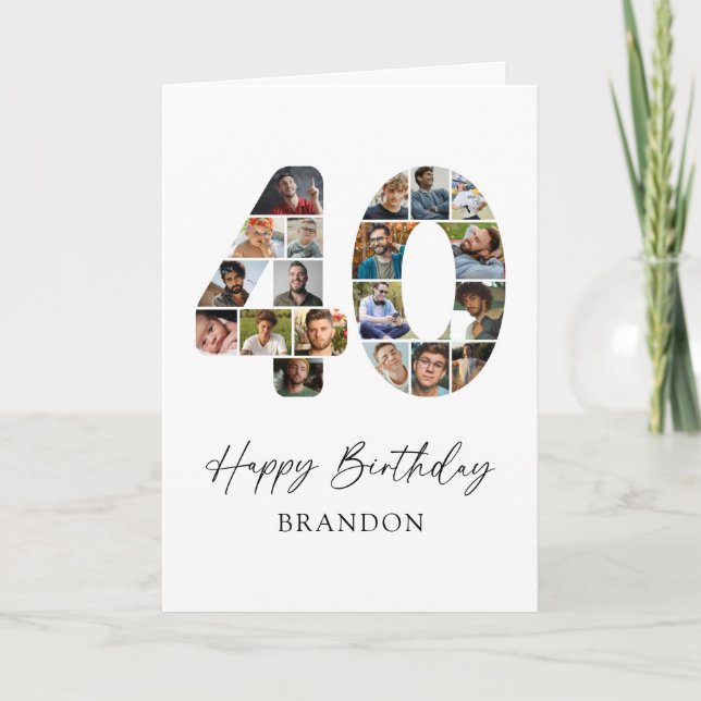 Carte d'anniversaire 40 ans Collage de photos pers (Devant)