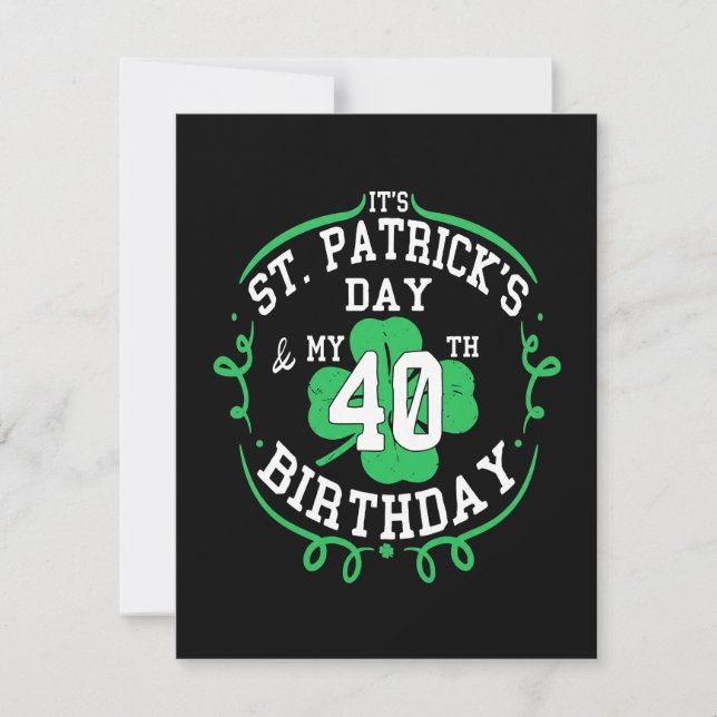 Carte d'anniversaire 40 ans Saint-Patrick (Devant)