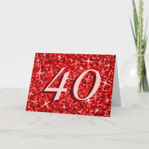 Carte d'anniversaire '40' Glitz Red
