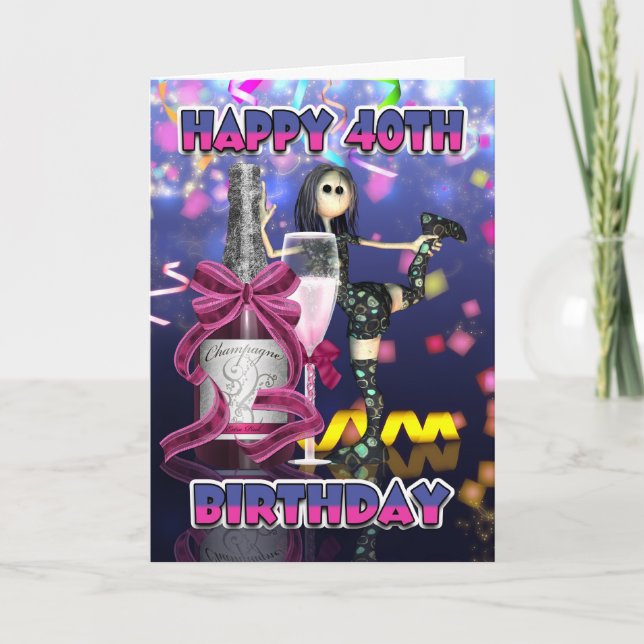 Carte d'anniversaire 40e - Poupée de cerf de champ (Devant)