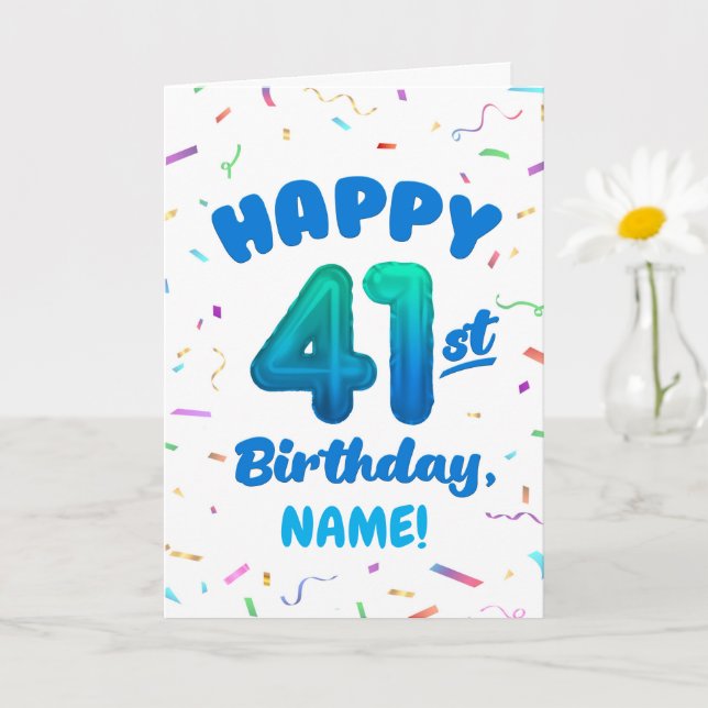Carte d'anniversaire 41 ans avec nom personnalisé (Petite plante)