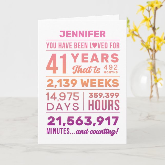 Carte d'anniversaire 41 ans « Vous avez été aimé » (Fleur jaune)