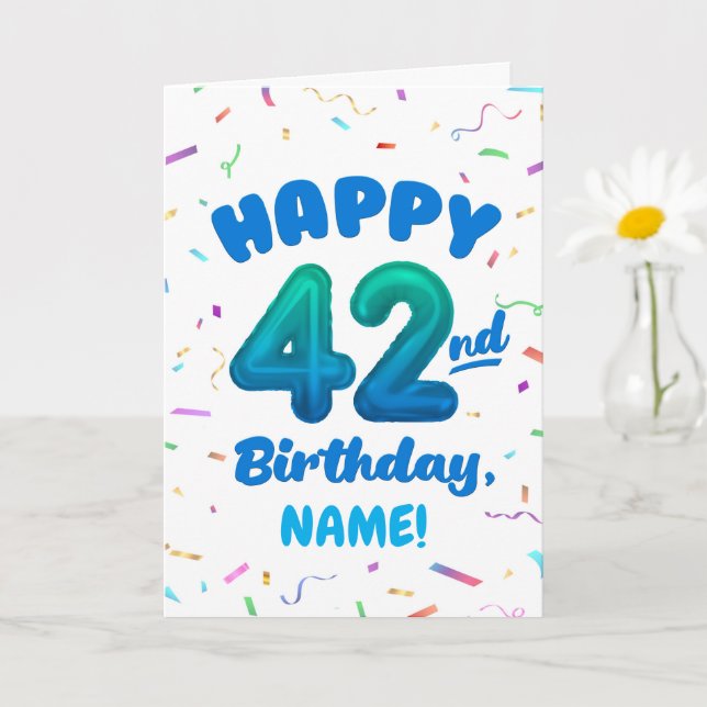 Carte d'anniversaire 42 ans avec nom personnalisé (Petite plante)