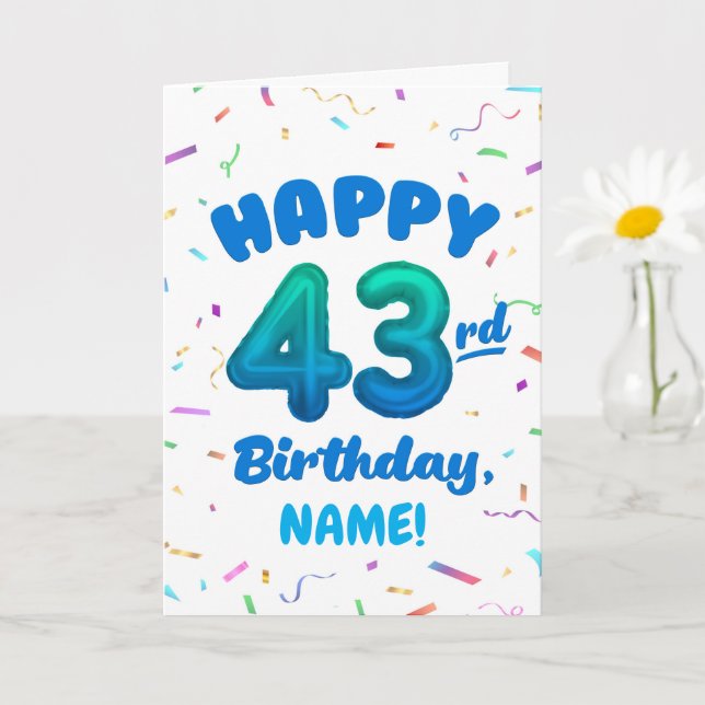 Carte d'anniversaire 43 ans avec nom personnalisé (Petite plante)