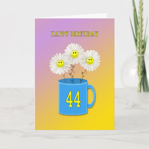 Carte d'anniversaire 44e avec fleurs joyeux et sou
