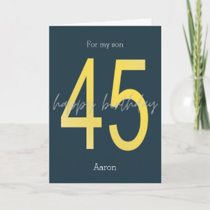 Carte d'anniversaire 45 ans bleu et or