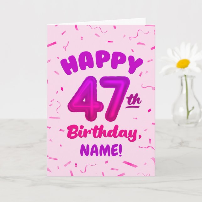 Carte d'anniversaire 47 ans avec nom personnalisé (Petite plante)