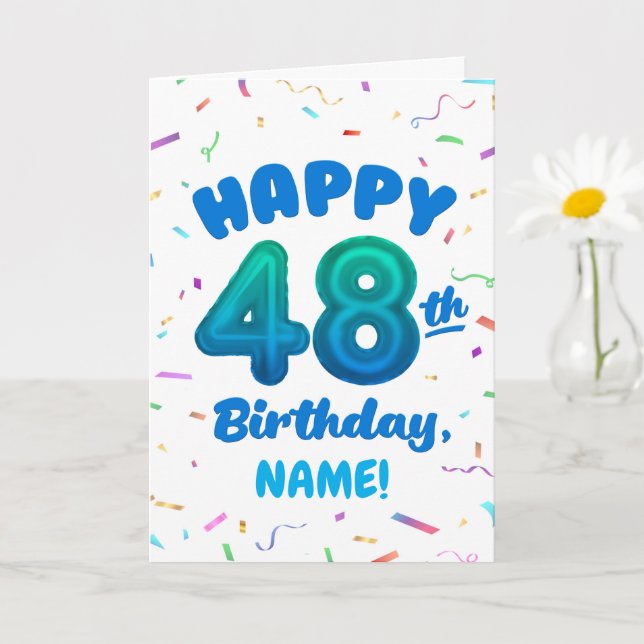 Carte d'anniversaire 48 ans avec nom personnalisé (Petite plante)