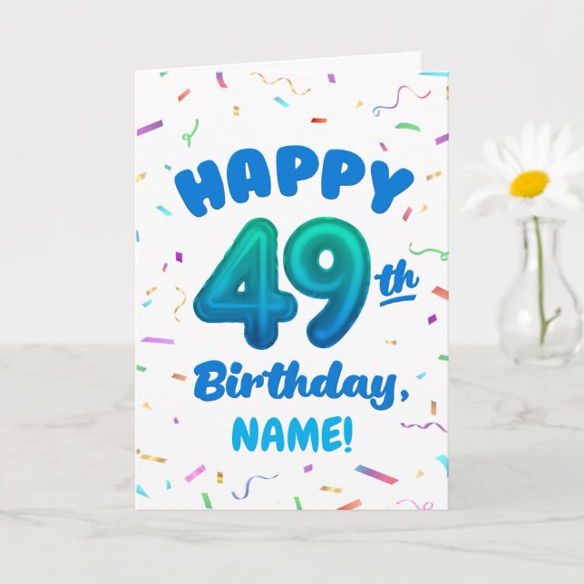 Carte d'anniversaire 49 ans avec nom personnalisé (Petite plante)