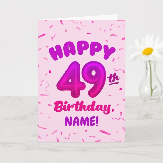 Carte d'anniversaire 49 ans avec nom personnalisé (Petite plante)