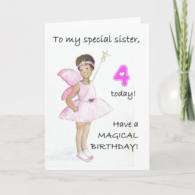 Carte d'anniversaire 4 ans pour une sœur (Devant)
