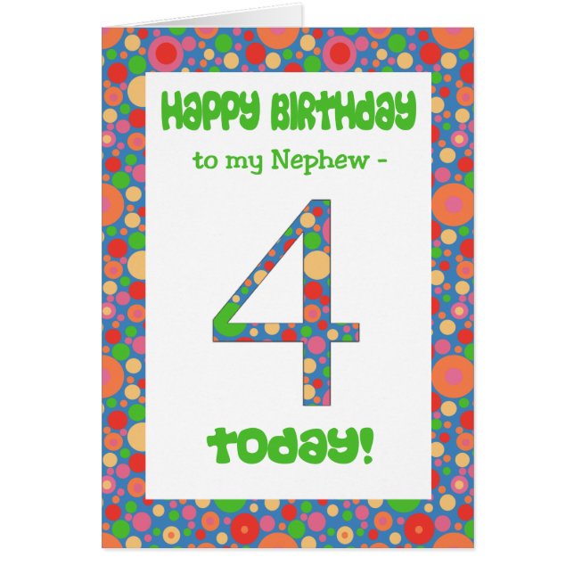 Carte d'anniversaire 4 pour Nephew, Bright et Bubb (Devant)