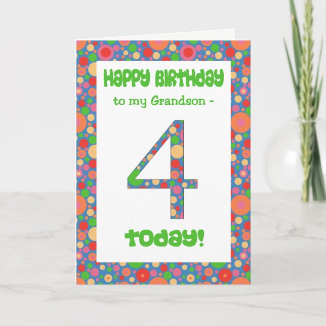 Carte d'anniversaire 4e pour Grandson, Bright et B (Devant)