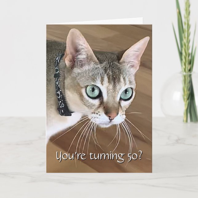 Carte d'anniversaire 50 ans Curious Cat (Devant)