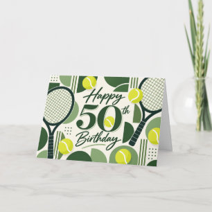 Carte d'anniversaire 50 ans de tennis avec balle s