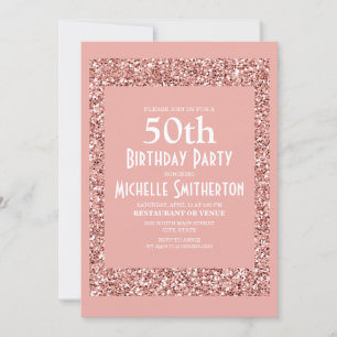 Carte d'anniversaire 50 ans femme paillettes roses