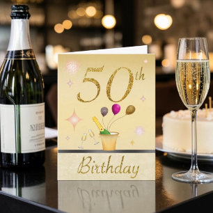 Carte d'anniversaire 50 ans Gold Glamours
