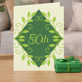 Carte d'anniversaire 50 ans Green Diamond Surround